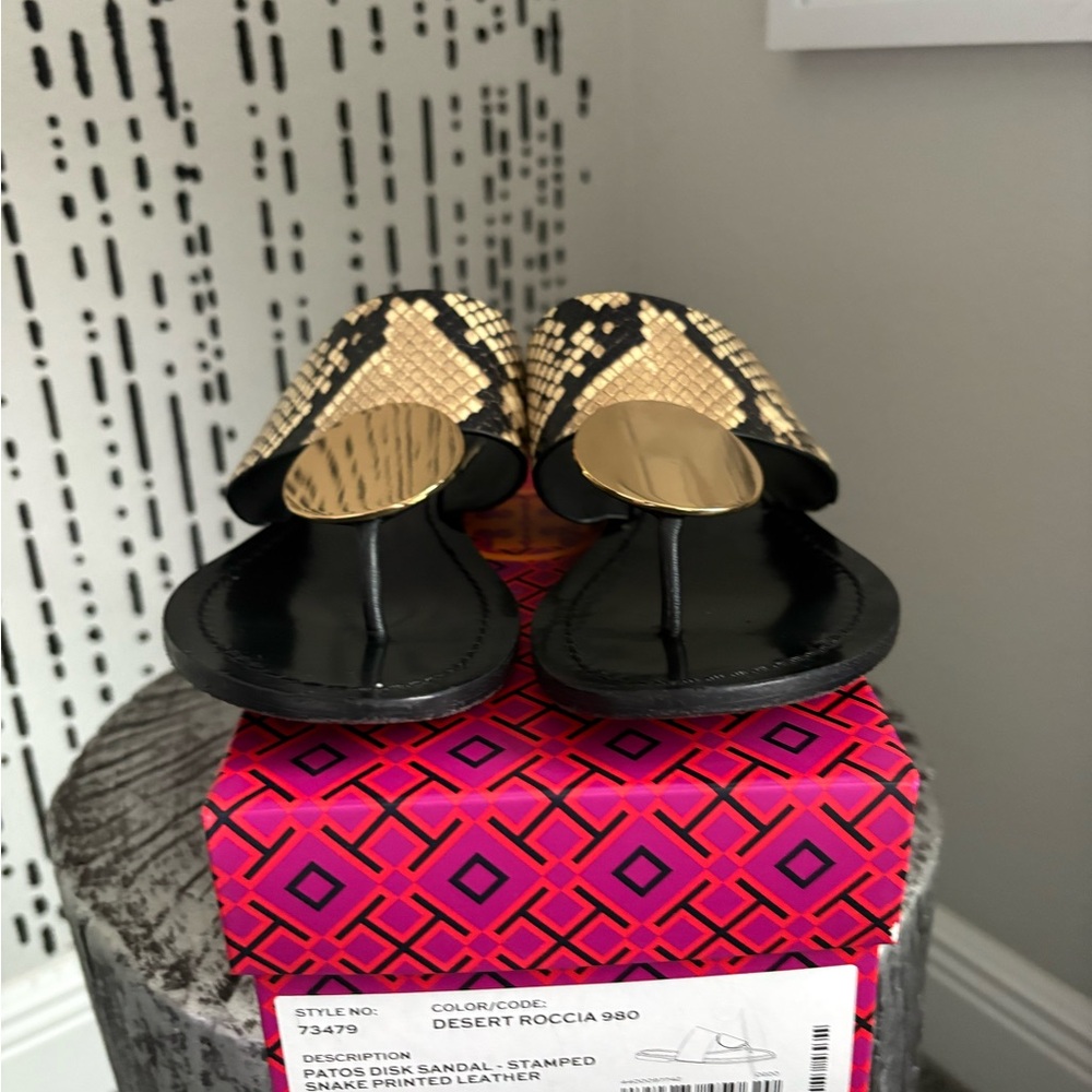 Tory Burch Black and Gold Sandals